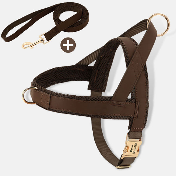 Hundegeschirr mit Leine Design | Farbe braun