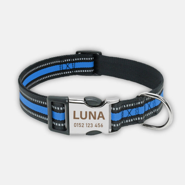 hundehalsband nato band für hunde in blau reflektierend