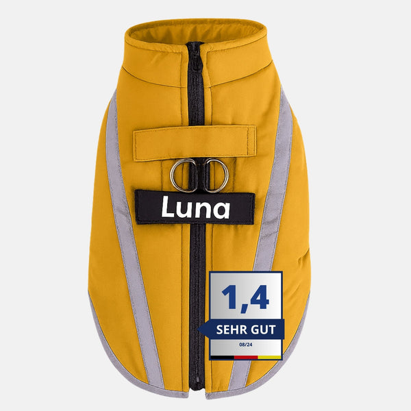 Hundemantel für den Winter. Kleine und Große Hunde Gelb