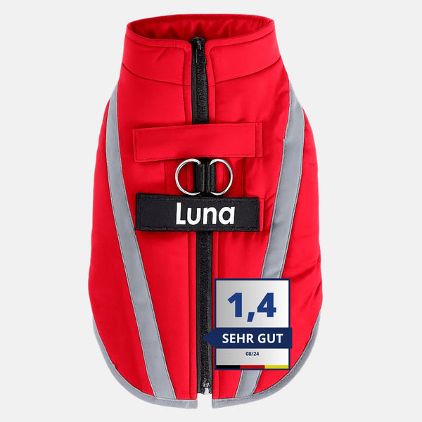 Hundemantel für den Winter. Kleine und Große Hunde Rot