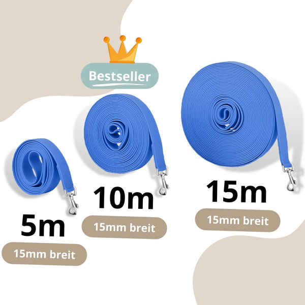 Schleppleine für Hunde - robust und wasserfest | 5 Meter, 10 Meter, 15 Meter