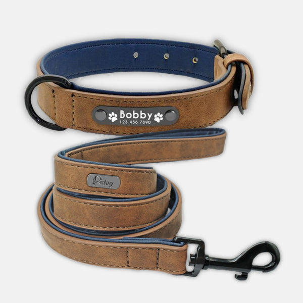 Hundehalsband aus Leder und braun- personalisiert - alle Hundegrößen