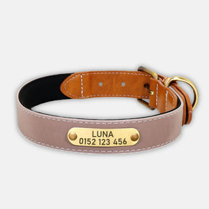 personalisiertes hundehalsband premium aus leder braun