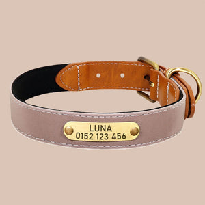 personalisiertes hundehalsband premium aus leder braun